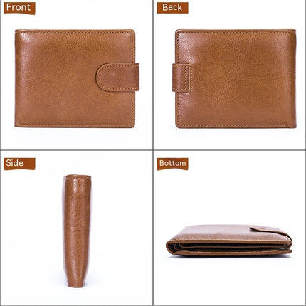 Portefeuille à deux volets pour hommes, porte-carte de crédit en cuir véritable, pince à billets Vintage, porte-monnaie à Clip à pression, pochette à argent compacte