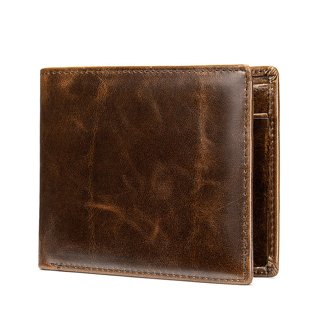 Short Genuine Leather Wallets for Men - RFID Blocking Security Slim Purse Wallet with Money Clip Coin Pocket