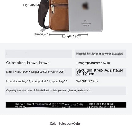 Genuine Leather Flap Men's Crossbody Bag, Small Crossbody Bag, Casual Shoulder Satchel Cell Phone Bag