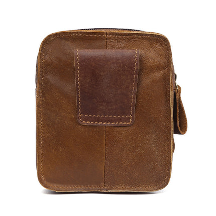 Vintage Mode Leder Herren Hüfttasche Outdoor Casual Multifunktionale Herrentasche Handy Kleine Hüfttasche Reißverschluss Vertikale Hüfttasche