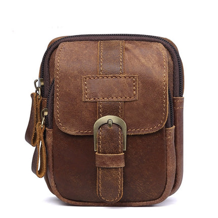 Vintage Mode Leder Herren Hüfttasche Outdoor Casual Multifunktionale Herrentasche Handy Kleine Hüfttasche Reißverschluss Vertikale Hüfttasche