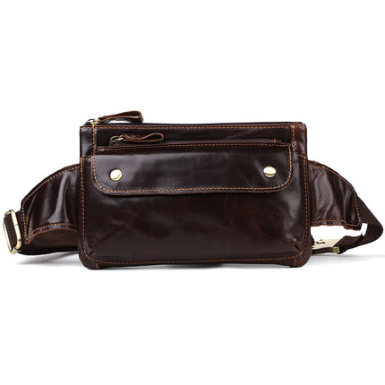Chest Bag Genuine Leather Men Shoulder Messenger Belt Bags Casual Waist Packs Fanny Pack for Phone Pouch Travel Vintage