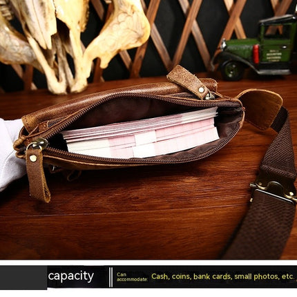 Chest Bag Genuine Leather Men Shoulder Messenger Belt Bags Casual Waist Packs Fanny Pack for Phone Pouch Travel Vintage