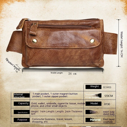 Chest Bag Genuine Leather Men Shoulder Messenger Belt Bags Casual Waist Packs Fanny Pack for Phone Pouch Travel Vintage
