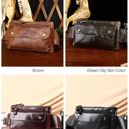 Chest Bag Genuine Leather Men Shoulder Messenger Belt Bags Casual Waist Packs Fanny Pack for Phone Pouch Travel Vintage