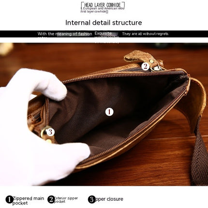 Chest Bag Genuine Leather Men Shoulder Messenger Belt Bags Casual Waist Packs Fanny Pack for Phone Pouch Travel Vintage