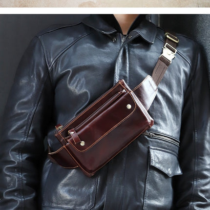 Chest Bag Genuine Leather Men Shoulder Messenger Belt Bags Casual Waist Packs Fanny Pack for Phone Pouch Travel Vintage