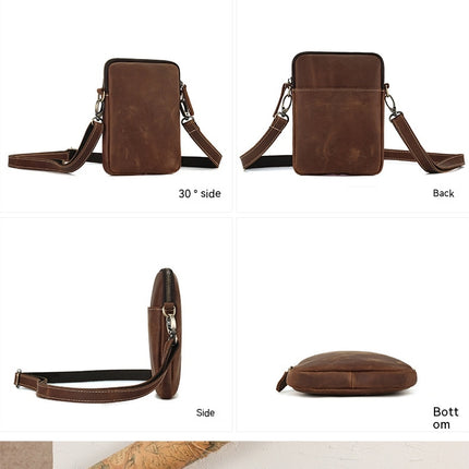 Sac à bandoulière en cuir véritable, sac de voyage pour hommes, sac d'affaires pour hommes, sac à bandoulière rétro en cuir de cheval fou, loisirs de plein air
