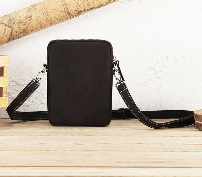 Genuine leather crossbody bag shoulder bag, men's travel bag, men's business bag, retro crazy horse leather crossbody bag, outdoor leisure