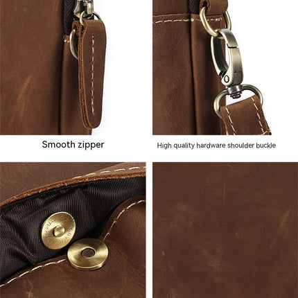 Sac à bandoulière en cuir véritable, sac de voyage pour hommes, sac d'affaires pour hommes, sac à bandoulière rétro en cuir de cheval fou, loisirs de plein air