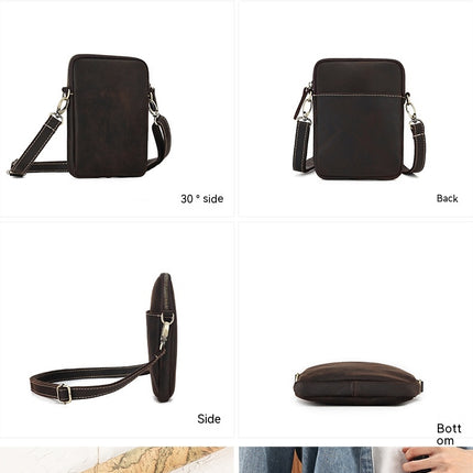 Sac à bandoulière en cuir véritable, sac de voyage pour hommes, sac d'affaires pour hommes, sac à bandoulière rétro en cuir de cheval fou, loisirs de plein air