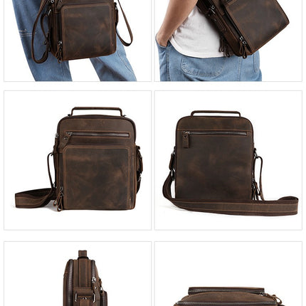 Sac à bandoulière en cuir pour hommes, sac à main fourre-tout décontracté, sac à bandoulière imperméable, sac à bandoulière de sport décontracté, sac à bandoulière