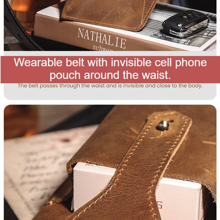 Cell Phone Belt Buckle Leather Pouch, Vertical Cell Phone Waist Bag, Universal PU Leather Men's Cell Phone Holder Cell Phone Waist Bag