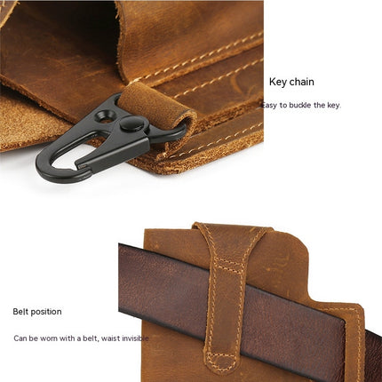 Cell Phone Belt Buckle Leather Pouch, Vertical Cell Phone Waist Bag, Universal PU Leather Men's Cell Phone Holder Cell Phone Waist Bag