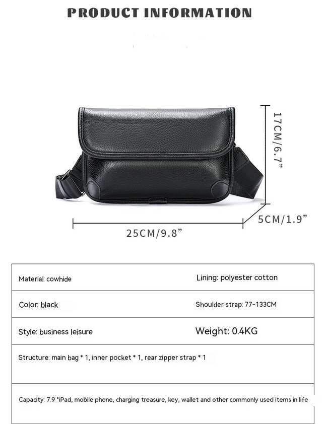 Men's Shoulder Bag Fashion Flap Travel Bag Business Small Men's Bag, Vintage Shoulder Crossbody Bag Men's Leather Bag