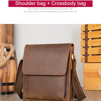 sac à bandoulière à rabat vintage, sac messager en cuir. Sac à bandoulière pour iPad en cuir Crazy Horse, sac à dos décontracté en cuir robuste
