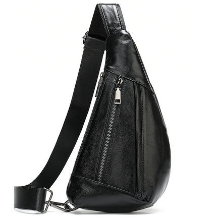 Sac à bandoulière en cuir véritable pour hommes, sac à bandoulière de poitrine pour voyage, Sport, randonnée en plein air, sac à dos de grande capacité