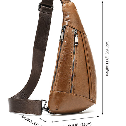 Sac à bandoulière en cuir véritable pour hommes, sac à bandoulière de poitrine pour voyage, Sport, randonnée en plein air, sac à dos de grande capacité