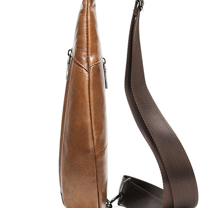 Sac à bandoulière en cuir véritable pour hommes, sac à bandoulière de poitrine pour voyage, Sport, randonnée en plein air, sac à dos de grande capacité