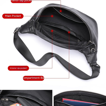Waterproof Sports Waist Bag Pack Waist Bag Men Fit Crossbody Bag Leather Men's Bag Commuter Chest Bag