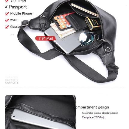 Waterproof Sports Waist Bag Pack Waist Bag Men Fit Crossbody Bag Leather Men's Bag Commuter Chest Bag