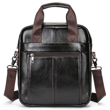 Sac pour hommes en cuir de vachette à couche de tête, porte-documents d'affaires à paragraphe vertical, sac à bandoulière en cuir pour ipad de 9.7 pouces