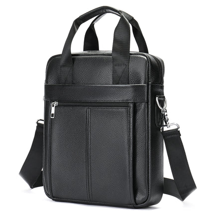 Sac pour hommes en cuir de vachette à couche de tête, porte-documents d'affaires à paragraphe vertical, sac à bandoulière en cuir pour ipad de 9.7 pouces