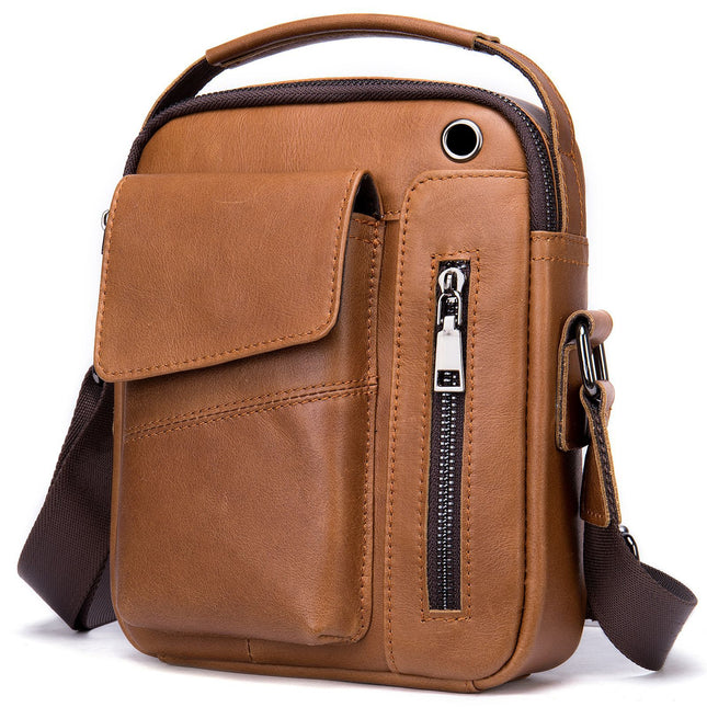 Leather crossbody bag for men, men's bag shoulder bag, business crossbody bag, head layer cowhide shoulder small bag