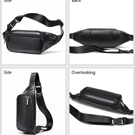 Sac de taille en cuir pour hommes, sac à bandoulière imperméable à la mode en cuir, sac de poitrine pour hommes, sac de taille multifonctionnel