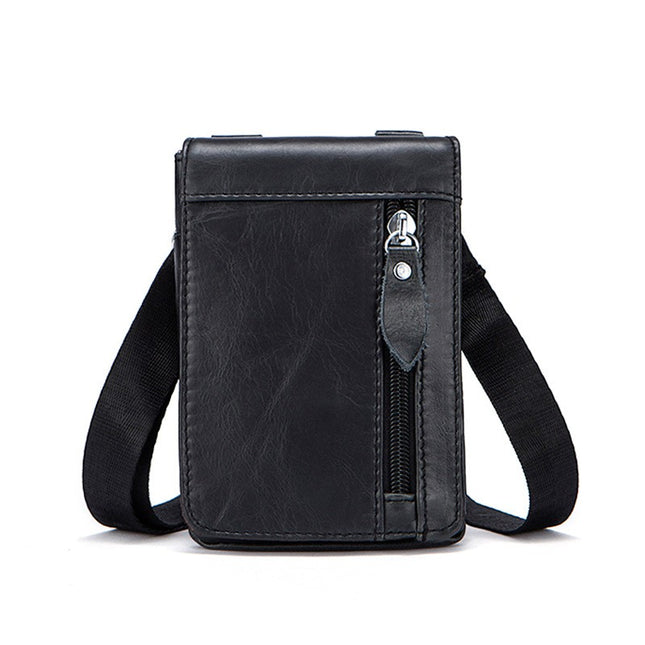 Mens Leather Waist Bag Small Cell Phone Bag Shoulder Crossbody Waist Bag Cell Phone Bag,Head layer cowhide vintage men's waist bag