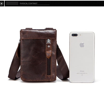 Sac de taille en cuir pour hommes, petit sac de téléphone portable, sac de taille à bandoulière, sac de téléphone portable, couche de tête en cuir de vache vintage, sac de taille pour hommes