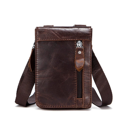 Sac de taille en cuir pour hommes, petit sac de téléphone portable, sac de taille à bandoulière, sac de téléphone portable, couche de tête en cuir de vache vintage, sac de taille pour hommes