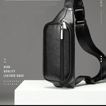Sac de taille en cuir pour hommes, sac à bandoulière imperméable à la mode en cuir, sac de poitrine pour hommes, sac de taille multifonctionnel