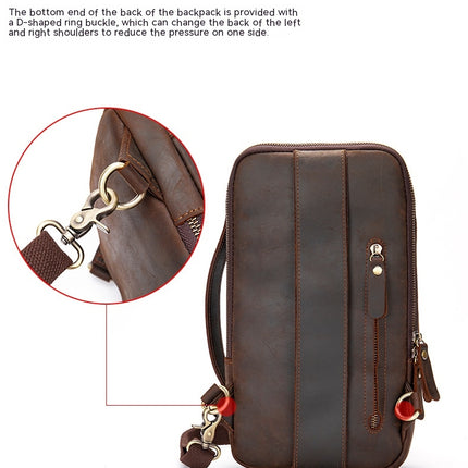 Sac à bandoulière sac à bandoulière sac de poitrine antivol imperméable extérieur pour hommes randonnée équitation sac à dos couche de tête sac de poitrine en cuir de vachette