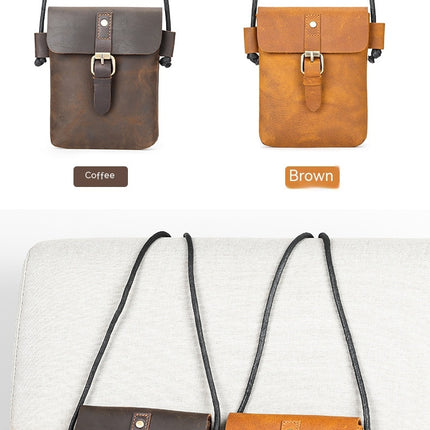 Kleine Herren-Umhängetasche aus echtem Leder, Handy-Geldbörsen-Handtasche, kleine Reise-Umhängetasche aus echtem Leder