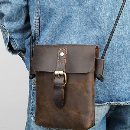 Kleine Herren-Umhängetasche aus echtem Leder, Handy-Geldbörsen-Handtasche, kleine Reise-Umhängetasche aus echtem Leder