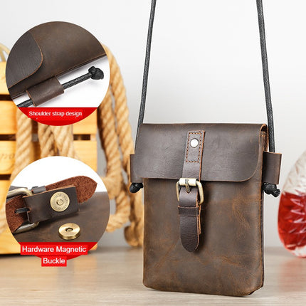 Kleine Herren-Umhängetasche aus echtem Leder, Handy-Geldbörsen-Handtasche, kleine Reise-Umhängetasche aus echtem Leder