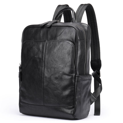 Men's shoulder bag leather schoolbag, large capacity leisure business travel computer bag, Jane backpack male