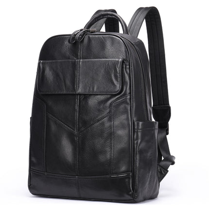 Men's shoulder bag leather schoolbag, large capacity leisure business travel computer bag, Jane backpack male