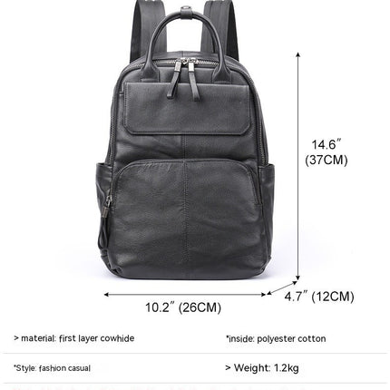 Men's shoulder bag leather schoolbag, large capacity leisure business travel computer bag, Jane backpack male