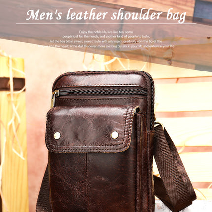 Sac pour hommes en cuir véritable, petit sac suspendu de ceinture de tenue décontractée de mode rétro, sac à bandoulière multifonctionnel en peau de vache, sac de ceinture pour hommes