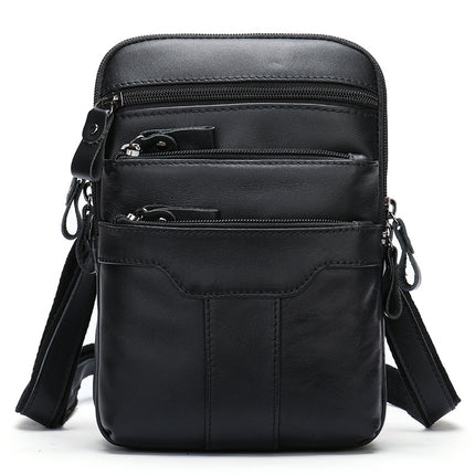 Sac pour hommes en cuir véritable, petit sac suspendu de ceinture de tenue décontractée de mode rétro, sac à bandoulière multifonctionnel en peau de vache, sac de ceinture pour hommes