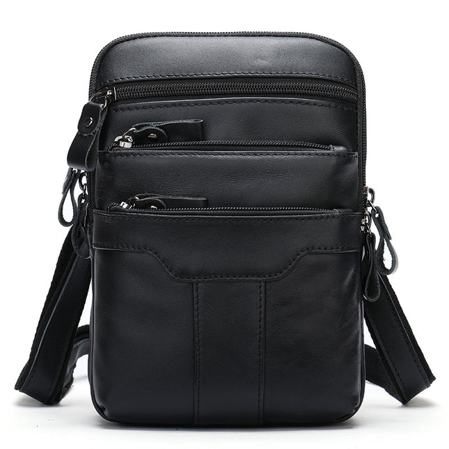 Genuine leather men's bag, retro fashion casual wear belt small hanging bag, multifunctional cowhide shoulder crossbody bag, men's belt bag