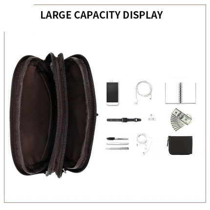 Sac pour hommes en cuir véritable, petit sac suspendu de ceinture de tenue décontractée de mode rétro, sac à bandoulière multifonctionnel en peau de vache, sac de ceinture pour hommes