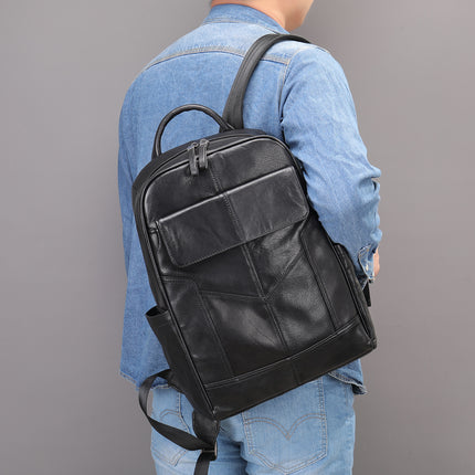 Sac à bandoulière pour hommes d'affaires sac à dos en cuir véritable pour hommes en plein air en peau de vache sac à dos d'ordinateur marée, sacs à dos pour hommes