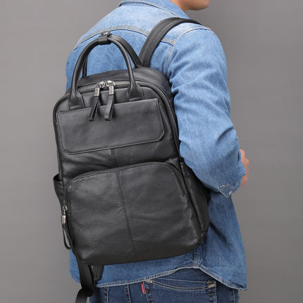 Sac à bandoulière pour hommes d'affaires sac à dos en cuir véritable pour hommes en plein air en peau de vache sac à dos d'ordinateur marée, sacs à dos pour hommes