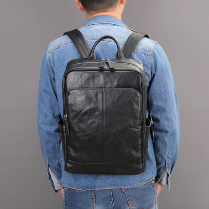 Sac à bandoulière pour hommes d'affaires sac à dos en cuir véritable pour hommes en plein air en peau de vache sac à dos d'ordinateur marée, sacs à dos pour hommes
