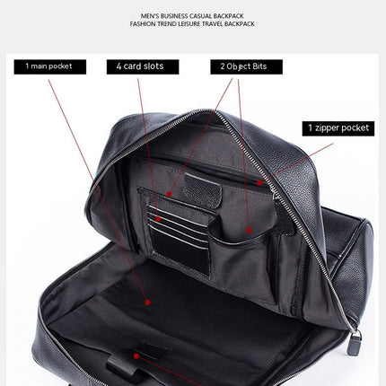 Sac à bandoulière pour hommes d'affaires sac à dos en cuir véritable pour hommes en plein air en peau de vache sac à dos d'ordinateur marée, sacs à dos pour hommes
