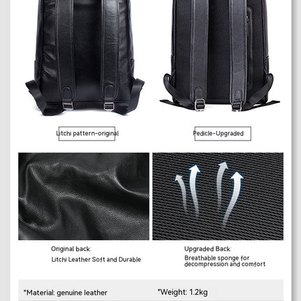 Sac à bandoulière pour hommes d'affaires sac à dos en cuir véritable pour hommes en plein air en peau de vache sac à dos d'ordinateur marée, sacs à dos pour hommes