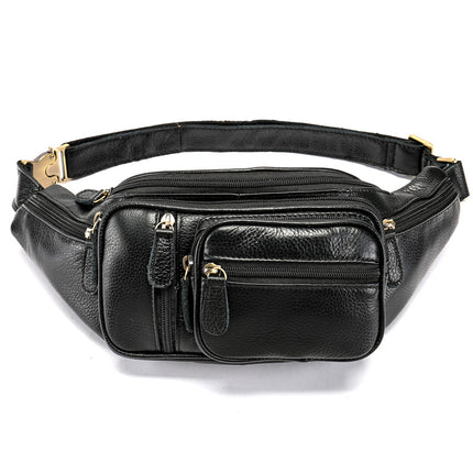 Multifunctional men's fanny pack Genuine leather outdoor sports leisure chest bag single shoulder crossbody bag crocodile grain